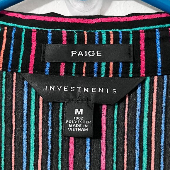 Investments Paige Striped Collared Blouse Size Medium - Picture 2 of 6